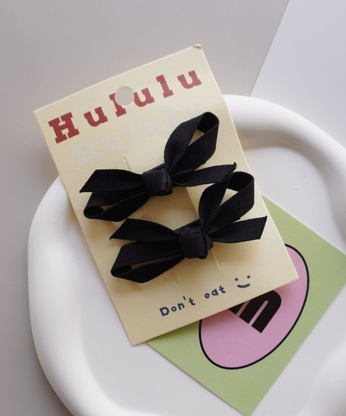 Bambin（ボンバン）の「【 Bambin / ボンバン 】 カラー リボン ヘアクリップ 《 2個セット 》（ヘアピン・キッズ・ピンク/ライム/グリーン/アイボリー/ブラック/パープル・FREE）」の2枚目の写真