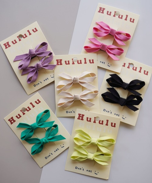 Bambin（ボンバン）の「【 Bambin / ボンバン 】 カラー リボン ヘアクリップ 《 2個セット 》（ヘアピン・キッズ・ピンク/ライム/グリーン/アイボリー/ブラック/パープル・FREE）」の12枚目の写真