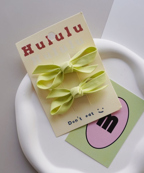Bambin（ボンバン）の「【 Bambin / ボンバン 】 カラー リボン ヘアクリップ 《 2個セット 》（ヘアピン・キッズ・ピンク/ライム/グリーン/アイボリー/ブラック/パープル・FREE）」の8枚目の写真