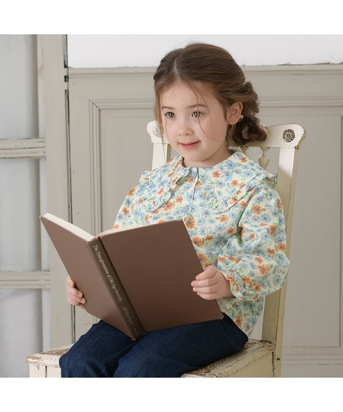 KP（ケーピー）の「ビッグカラーコスモス柄ブラウス(100～150)（シャツ/ブラウス・キッズ・ブルー/オレンジ・140cm/130cm/120cm/110cm）」の5枚目の写真