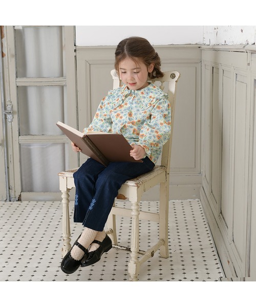 KP（ケーピー）の「ビッグカラーコスモス柄ブラウス(100～150)（シャツ/ブラウス・キッズ・ブルー/オレンジ・140cm/130cm/120cm/110cm）」の6枚目の写真