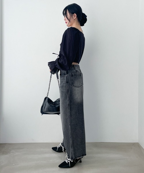 Heather（ヘザー）の「ダメージデニムロングスカート 137983