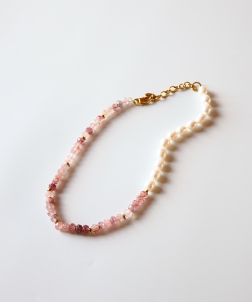 【TUWAKRIM】ストロベリークォーツ×パールネックレス（ネックレス）｜TUWAKRIM（トゥワクリム）