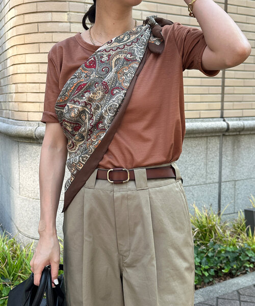 DouDou（ドゥドゥ）の「ベーシック5分袖TEE（Tシャツ/カットソー・レディース・ライトグレー/ブラウン/ブラック/オフホワイト/チャコールグレー・FREE）」の16枚目の写真