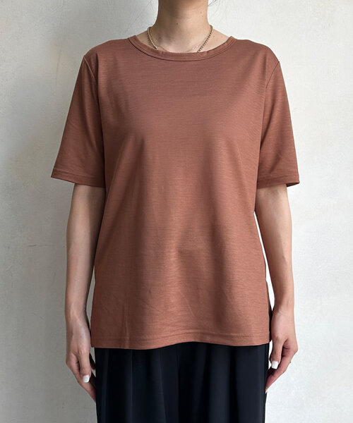 DouDou（ドゥドゥ）の「ベーシック5分袖TEE（Tシャツ/カットソー・レディース・ライトグレー/ブラウン/ブラック/オフホワイト/チャコールグレー・FREE）」の19枚目の写真