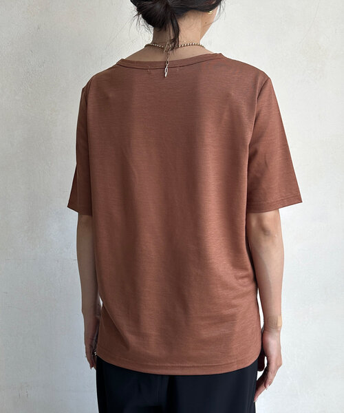 DouDou（ドゥドゥ）の「ベーシック5分袖TEE（Tシャツ/カットソー・レディース・ライトグレー/ブラウン/ブラック/オフホワイト/チャコールグレー・FREE）」の21枚目の写真