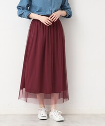 ◆【ウエストゴム・洗える】チュールスカート