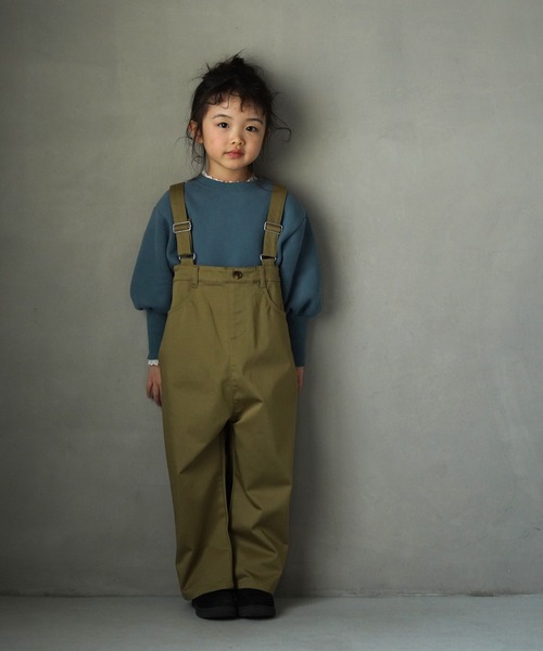 MAKE YOUR DAY(メイクユアデイ)の「サス付きワイドパンツ■80~140cm(サロペット/オーバーオール・キッズ・カーキ/ベージュ・140/130/120/110/80/100/90)」の5枚目の写真