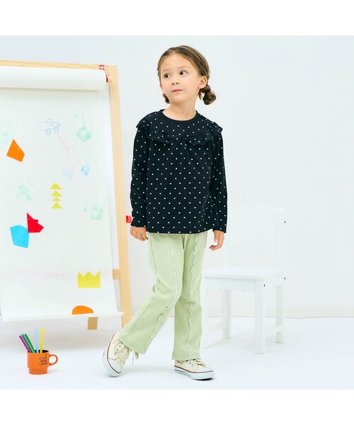 apres les cours（アプレレクール）の「7days Style/ハート・メロウフレアレギンス（その他パンツ・キッズ・オフホワイト/アイボリー/ブラック/ミント・110/100/90/80/120/130/140）」の5枚目の写真