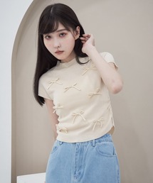 リボンモチーフサマーニット