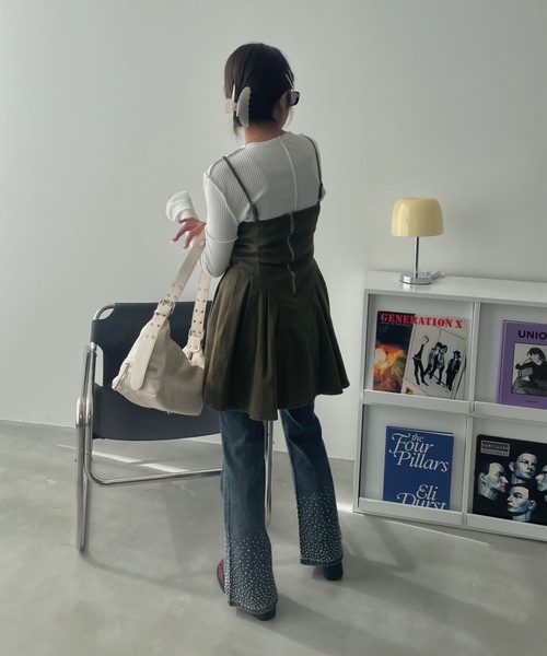 SHAGGIE（シャギー）の「レースアップカットオフミニワンピース（ワンピース・レディース・カーキ/ブラック・FREE）」の6枚目の写真