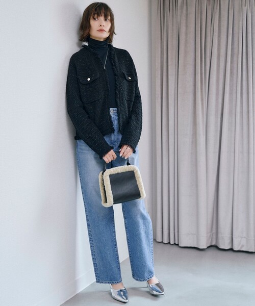 ICB(アイシービー)の「【CLASSY.1月号掲載】トリミングスクエア ショルダーバッグ(ショルダーバッグ・レディース・ブラック系・F)」の2枚目の写真