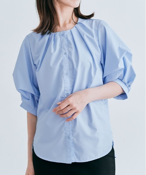 kirakiraShop(キラキラショップ)の「ボリューム スリーブ 五分丈 ギャザー ブラウス(シャツ/ブラウス・レディース・ブルー/ブラック/ホワイト・S/M)」の17枚目の写真