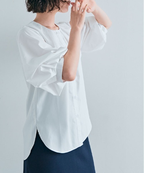 kirakiraShop(キラキラショップ)の「ボリューム スリーブ 五分丈 ギャザー ブラウス(シャツ/ブラウス・レディース・ブルー/ブラック/ホワイト・S/M)」の5枚目の写真
