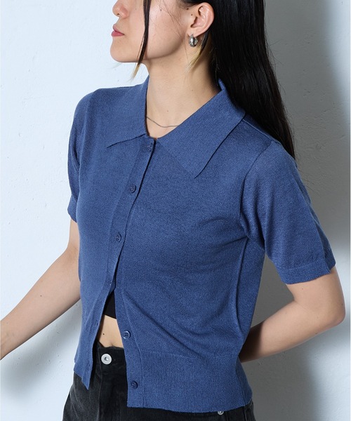 COLONY 2139(コロニートゥーワンスリーナイン)の「ハイゲージブークレニットポロ(ポロシャツ・レディース・ネイビー/グレー/ブラック・FREE)」の1枚目の写真