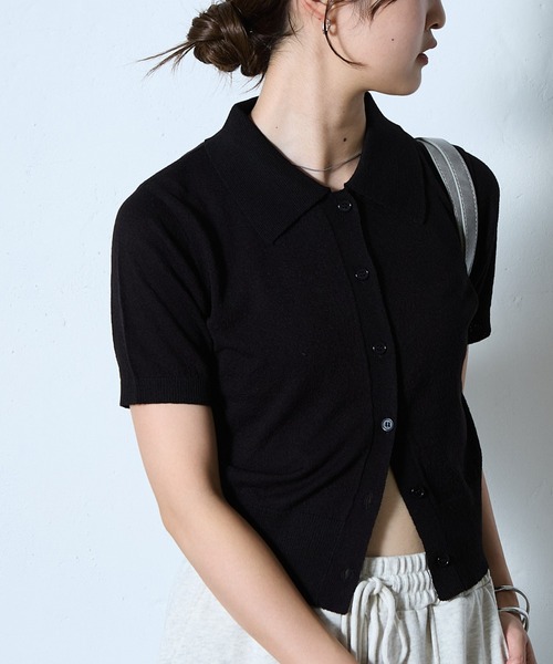 COLONY 2139(コロニートゥーワンスリーナイン)の「ハイゲージブークレニットポロ(ポロシャツ・レディース・ネイビー/グレー/ブラック・FREE)」の2枚目の写真