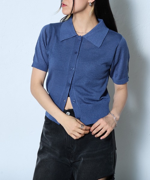 COLONY 2139(コロニートゥーワンスリーナイン)の「ハイゲージブークレニットポロ(ポロシャツ・レディース・ネイビー/グレー/ブラック・FREE)」の20枚目の写真