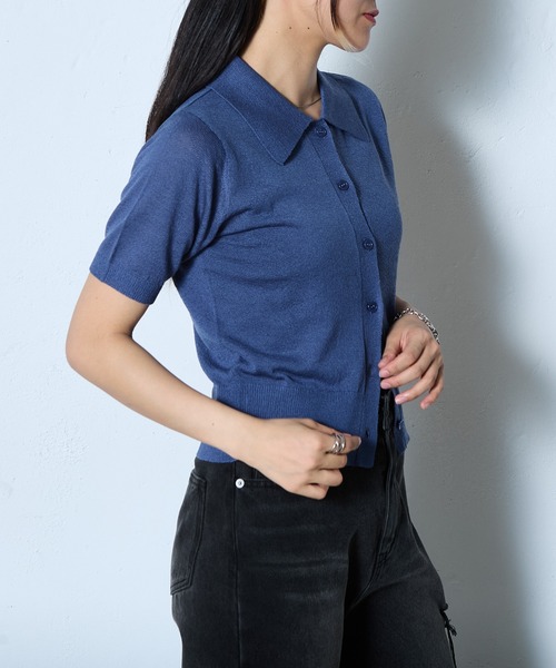 COLONY 2139(コロニートゥーワンスリーナイン)の「ハイゲージブークレニットポロ(ポロシャツ・レディース・ネイビー/グレー/ブラック・FREE)」の19枚目の写真