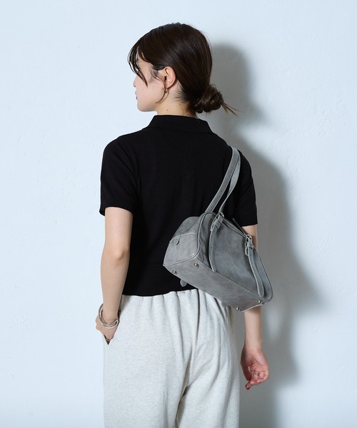 COLONY 2139(コロニートゥーワンスリーナイン)の「ハイゲージブークレニットポロ(ポロシャツ・レディース・ネイビー/グレー/ブラック・FREE)」の13枚目の写真