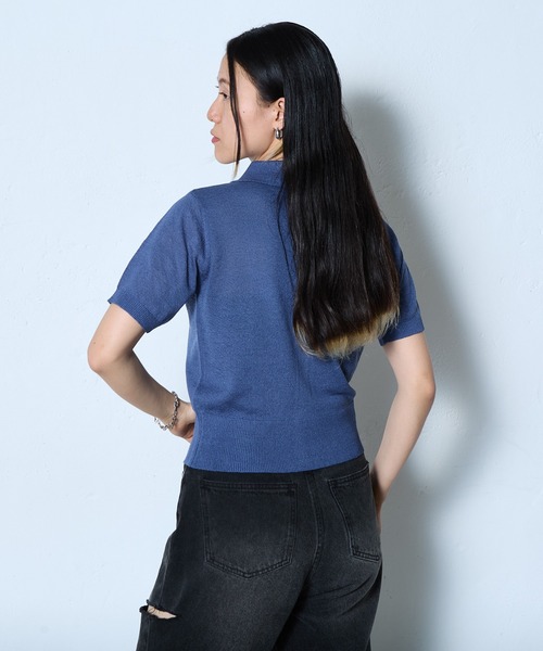 COLONY 2139(コロニートゥーワンスリーナイン)の「ハイゲージブークレニットポロ(ポロシャツ・レディース・ネイビー/グレー/ブラック・FREE)」の21枚目の写真