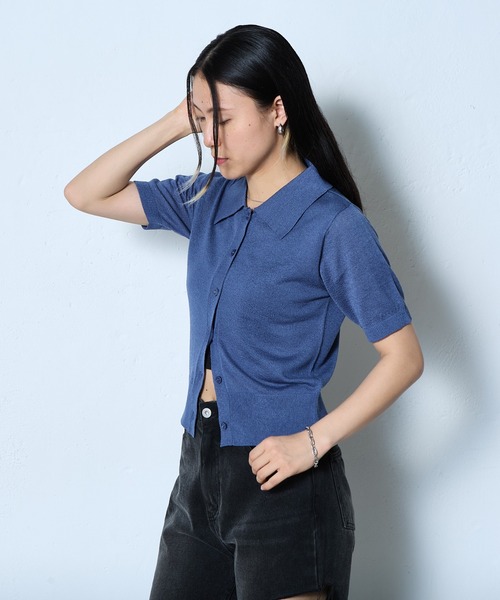 COLONY 2139(コロニートゥーワンスリーナイン)の「ハイゲージブークレニットポロ(ポロシャツ・レディース・ネイビー/グレー/ブラック・FREE)」の22枚目の写真