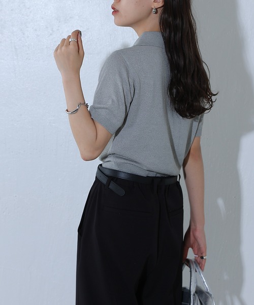 COLONY 2139(コロニートゥーワンスリーナイン)の「ハイゲージブークレニットポロ(ポロシャツ・レディース・ネイビー/グレー/ブラック・FREE)」の6枚目の写真