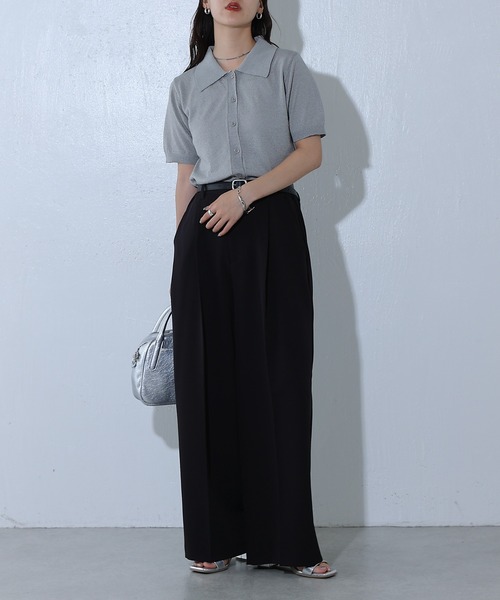 COLONY 2139(コロニートゥーワンスリーナイン)の「ハイゲージブークレニットポロ(ポロシャツ・レディース・ネイビー/グレー/ブラック・FREE)」の8枚目の写真