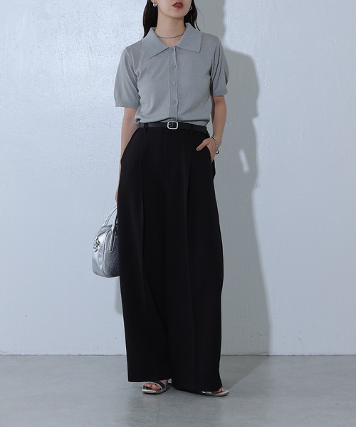 COLONY 2139(コロニートゥーワンスリーナイン)の「ハイゲージブークレニットポロ(ポロシャツ・レディース・ネイビー/グレー/ブラック・FREE)」の11枚目の写真