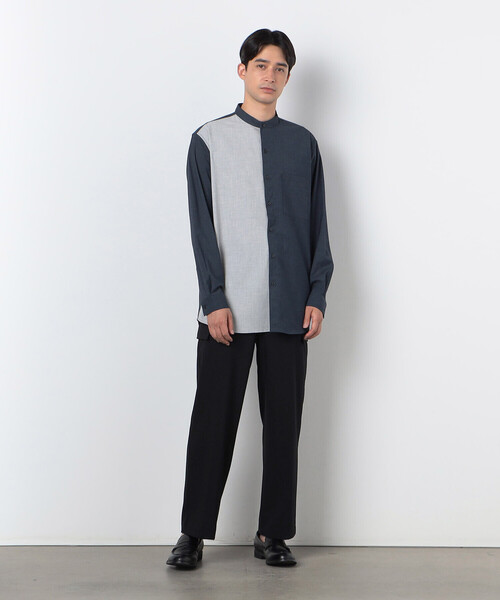 COMME CA ISM（コムサイズム）の「ウールライク バイカラー シャツ（長袖）（シャツ/ブラウス・メンズ・ネイビー/ベージュ・SMALL/MEDIUM/LARGE）」の3枚目の写真