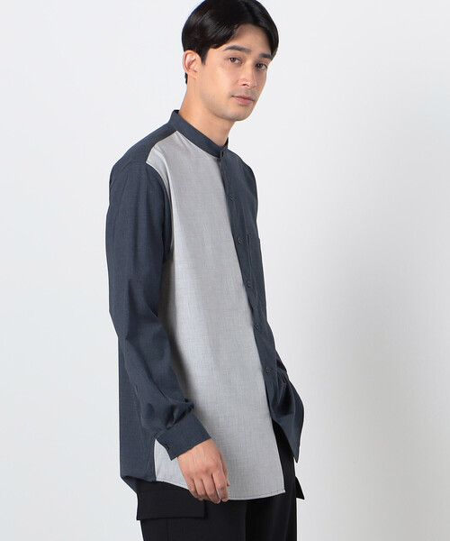 COMME CA ISM（コムサイズム）の「ウールライク バイカラー シャツ（長袖）（シャツ/ブラウス・メンズ・ネイビー/ベージュ・SMALL/MEDIUM/LARGE）」の4枚目の写真