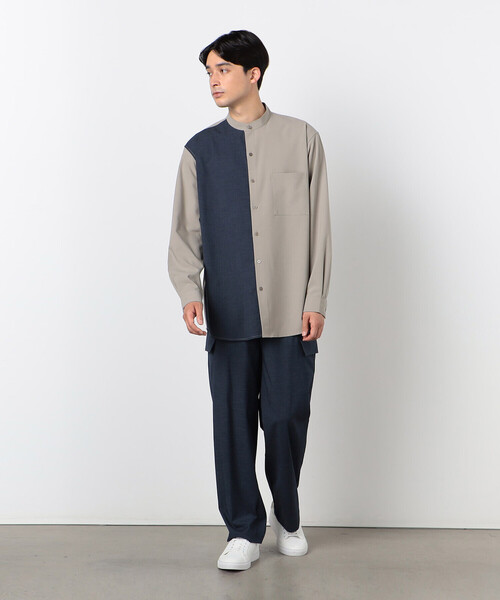 COMME CA ISM（コムサイズム）の「ウールライク バイカラー シャツ（長袖）（シャツ/ブラウス・メンズ・ネイビー/ベージュ・SMALL/MEDIUM/LARGE）」の6枚目の写真