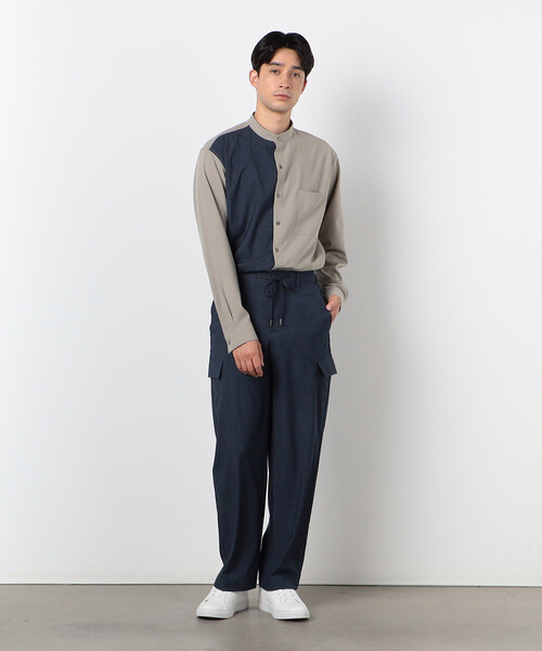 COMME CA ISM（コムサイズム）の「ウールライク バイカラー シャツ（長袖）（シャツ/ブラウス・メンズ・ネイビー/ベージュ・SMALL/MEDIUM/LARGE）」の7枚目の写真