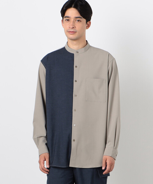 COMME CA ISM（コムサイズム）の「ウールライク バイカラー シャツ（長袖）（シャツ/ブラウス・メンズ・ネイビー/ベージュ・SMALL/MEDIUM/LARGE）」の8枚目の写真