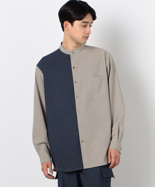 COMME CA ISM（コムサイズム）の「ウールライク バイカラー シャツ（長袖）（シャツ/ブラウス・メンズ・ネイビー/ベージュ・SMALL/MEDIUM/LARGE）」の9枚目の写真