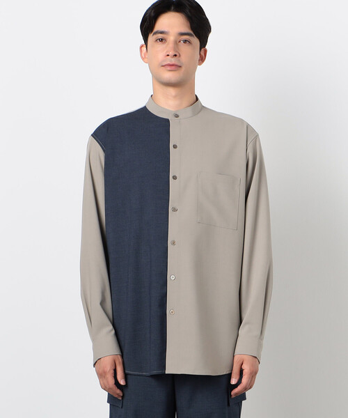 COMME CA ISM（コムサイズム）の「ウールライク バイカラー シャツ（長袖）（シャツ/ブラウス・メンズ・ネイビー/ベージュ・SMALL/MEDIUM/LARGE）」の11枚目の写真