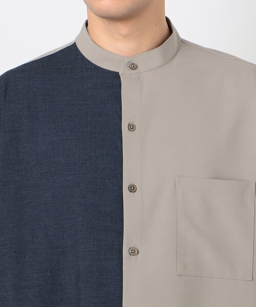 COMME CA ISM（コムサイズム）の「ウールライク バイカラー シャツ（長袖）（シャツ/ブラウス・メンズ・ネイビー/ベージュ・SMALL/MEDIUM/LARGE）」の14枚目の写真