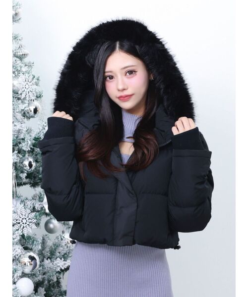 EATME（イートミー）の「フードダウンブルゾン（ブルゾン・レディース・アイボリー/ブラック/ピンク・FREE）」の15枚目の写真