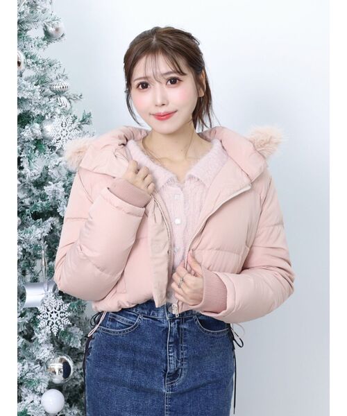 EATME（イートミー）の「フードダウンブルゾン（ブルゾン・レディース・アイボリー/ブラック/ピンク・FREE）」の12枚目の写真