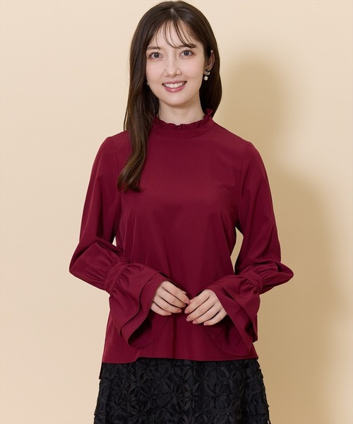 SWINGLE（スウィングル）の「ミニフリルスタンドネックフレアスリーブブラウス（シャツ/ブラウス・レディース・ブラック/オフホワイト/ボルドー・FREE）」の9枚目の写真