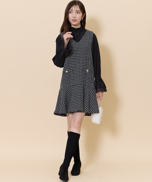 SWINGLE（スウィングル）の「ミニフリルスタンドネックフレアスリーブブラウス（シャツ/ブラウス・レディース・ブラック/オフホワイト/ボルドー・FREE）」の13枚目の写真