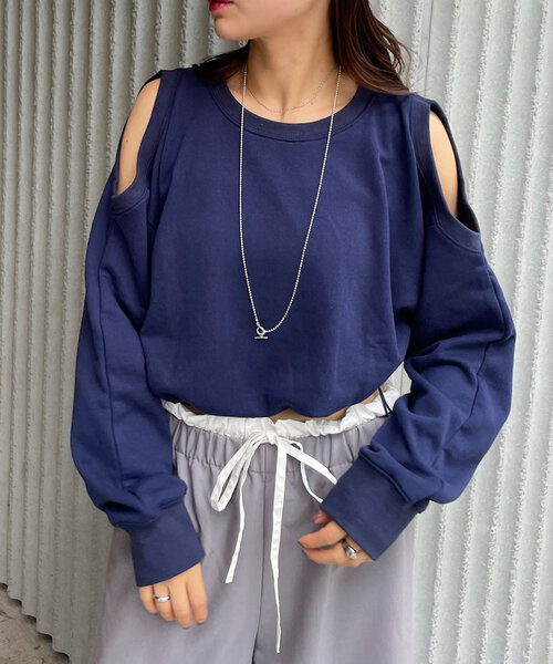 セール】[mline]肩開きスウェット（Tシャツ/カットソー）｜mline