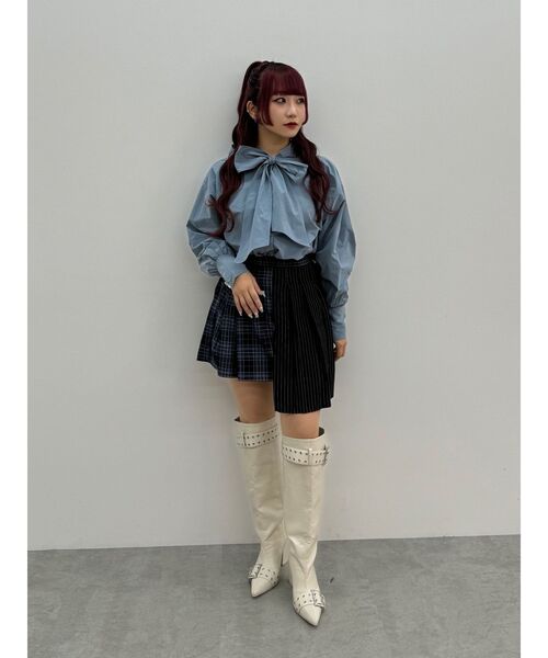 jouetie(ジュエティ)の「ボウタイフーディーシャツ(シャツ/ブラウス・レディース・ブルー/レッド・MEDIUM)」の5枚目の写真