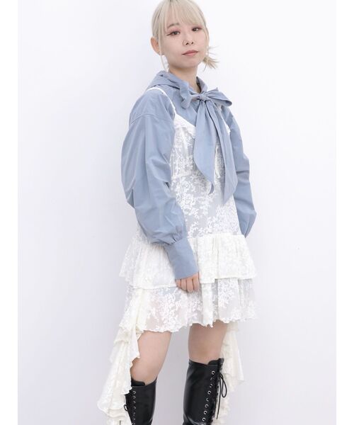 jouetie(ジュエティ)の「ボウタイフーディーシャツ(シャツ/ブラウス・レディース・ブルー/レッド・MEDIUM)」の8枚目の写真