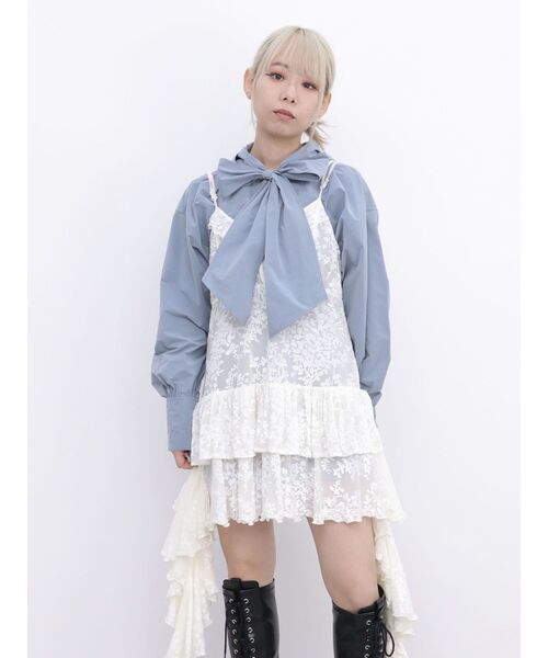 jouetie(ジュエティ)の「ボウタイフーディーシャツ(シャツ/ブラウス・レディース・ブルー/レッド・MEDIUM)」の11枚目の写真