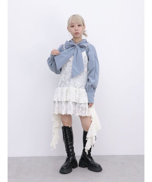 jouetie(ジュエティ)の「ボウタイフーディーシャツ(シャツ/ブラウス・レディース・ブルー/レッド・MEDIUM)」の14枚目の写真