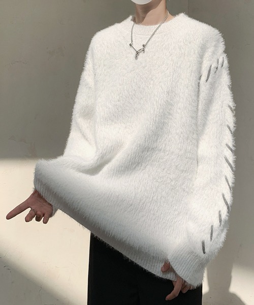 【セール】【FVLMEN】hand stitch shaggy knit pullover/ハンドステッチ シャギー ニット プルオーバー（ニット/セーター）｜FVLMEN（フルメン）