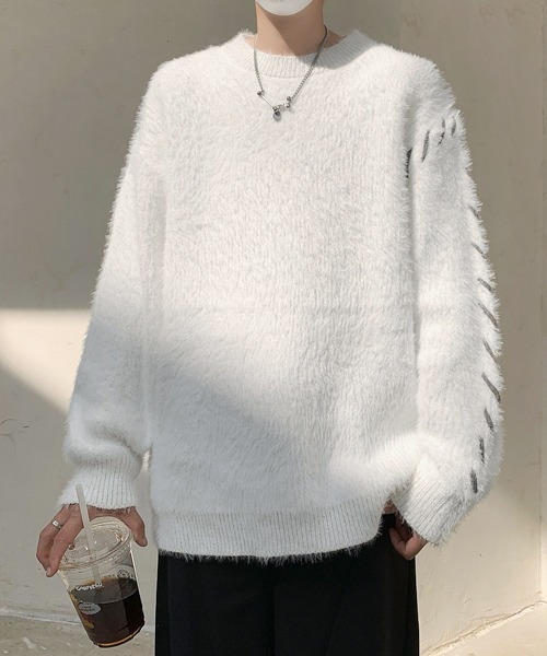 【セール】【FVLMEN】hand stitch shaggy knit pullover/ハンドステッチ シャギー ニット プルオーバー（ニット/セーター）｜FVLMEN（フルメン）