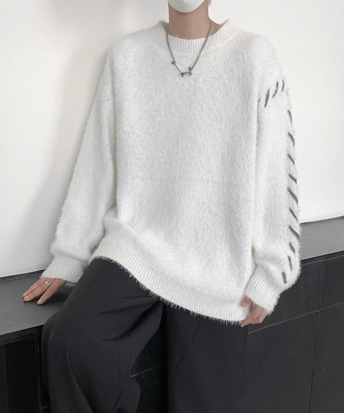 【セール】【FVLMEN】hand stitch shaggy knit pullover/ハンドステッチ シャギー ニット プルオーバー（ニット/セーター）｜FVLMEN（フルメン）