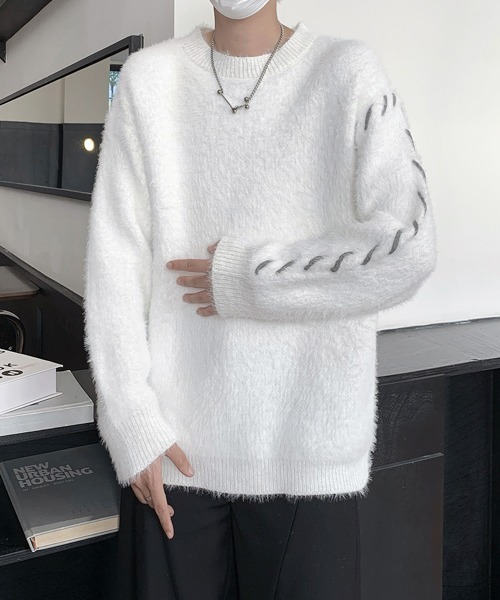 【セール】【FVLMEN】hand stitch shaggy knit pullover/ハンドステッチ シャギー ニット プルオーバー（ニット/セーター）｜FVLMEN（フルメン）