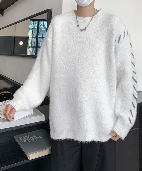 【セール】【FVLMEN】hand stitch shaggy knit pullover/ハンドステッチ シャギー ニット プルオーバー（ニット/セーター）｜FVLMEN（フルメン）
